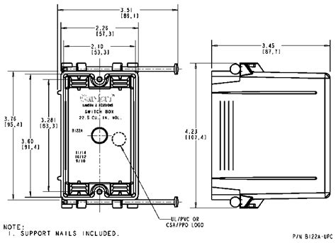 electrical single ganb box dimensions|dimensions of an outlet box.